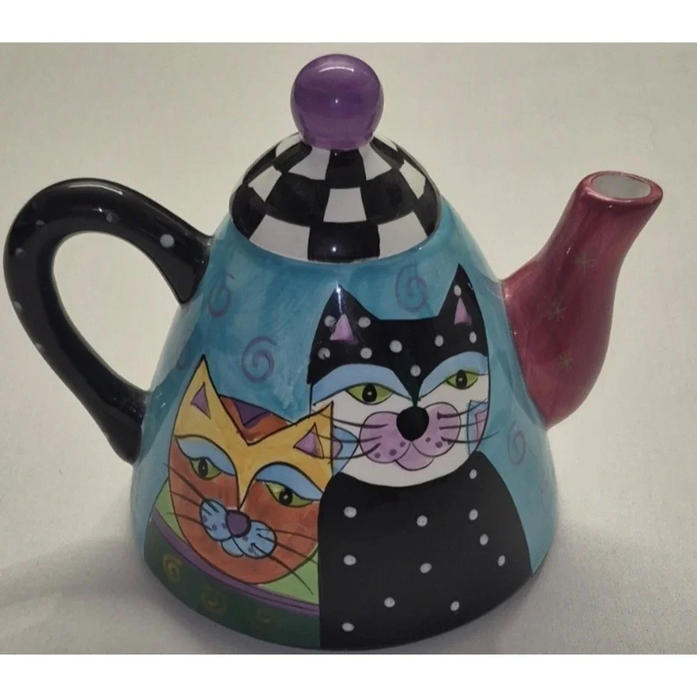 VTG‎ Collectible Milson & Louis Ceramic hand painted teapot whimsical cat art